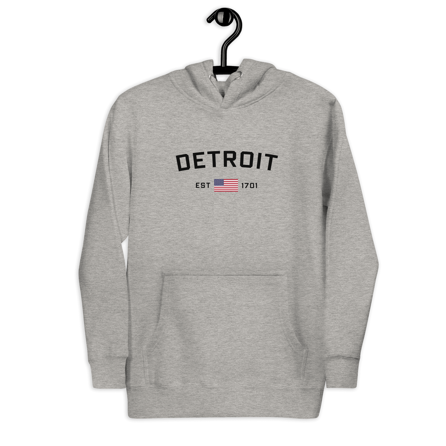 'Detroit EST 1701' Hoodie (w/ United States Flag) | Unisex Premium - Circumspice Michigan