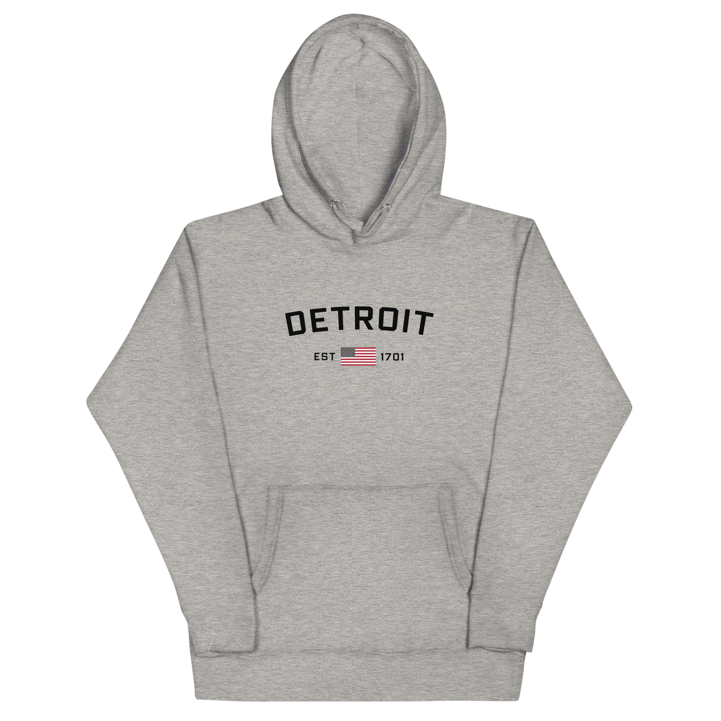 'Detroit EST 1701' Hoodie (w/ United States Flag) | Unisex Premium - Circumspice Michigan