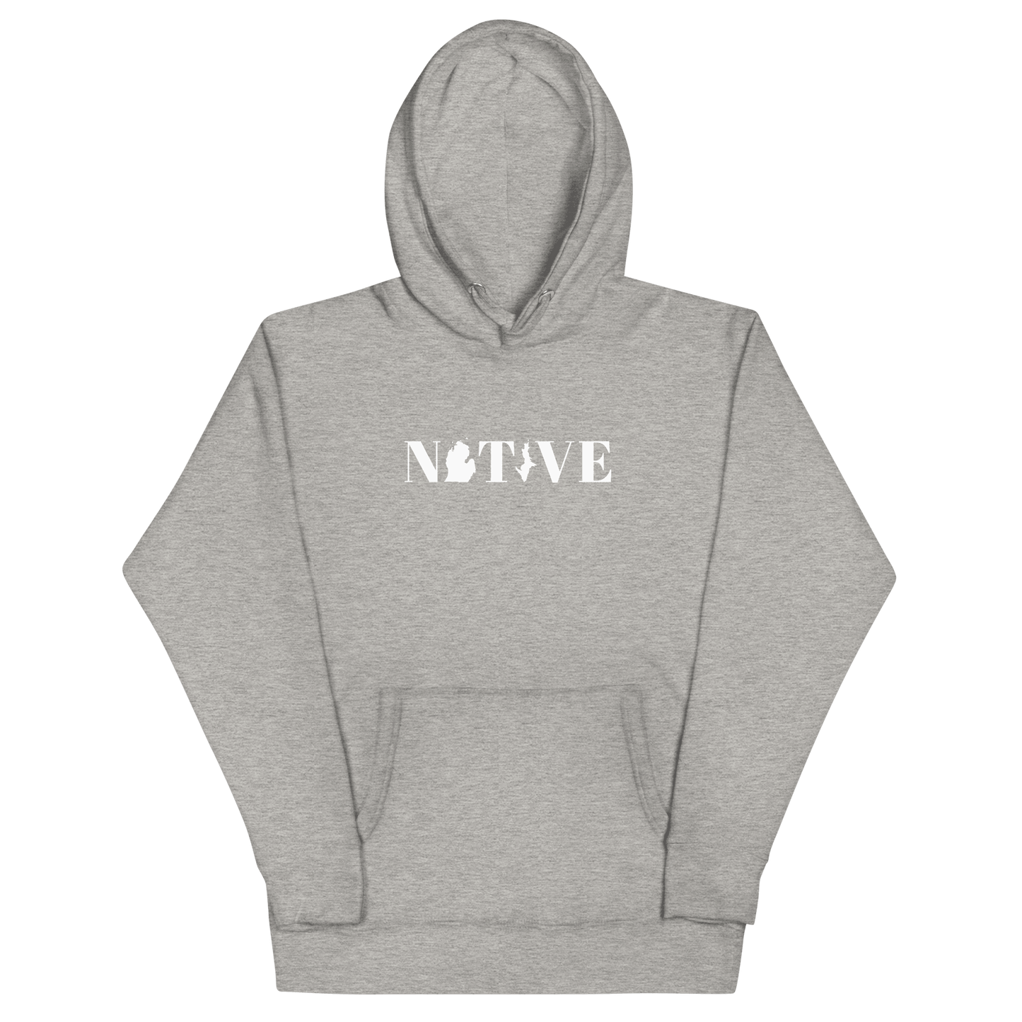 Michigan 'Native' Hoodie (White/Navy Didone Font) | Unisex Premium - Circumspice Michigan