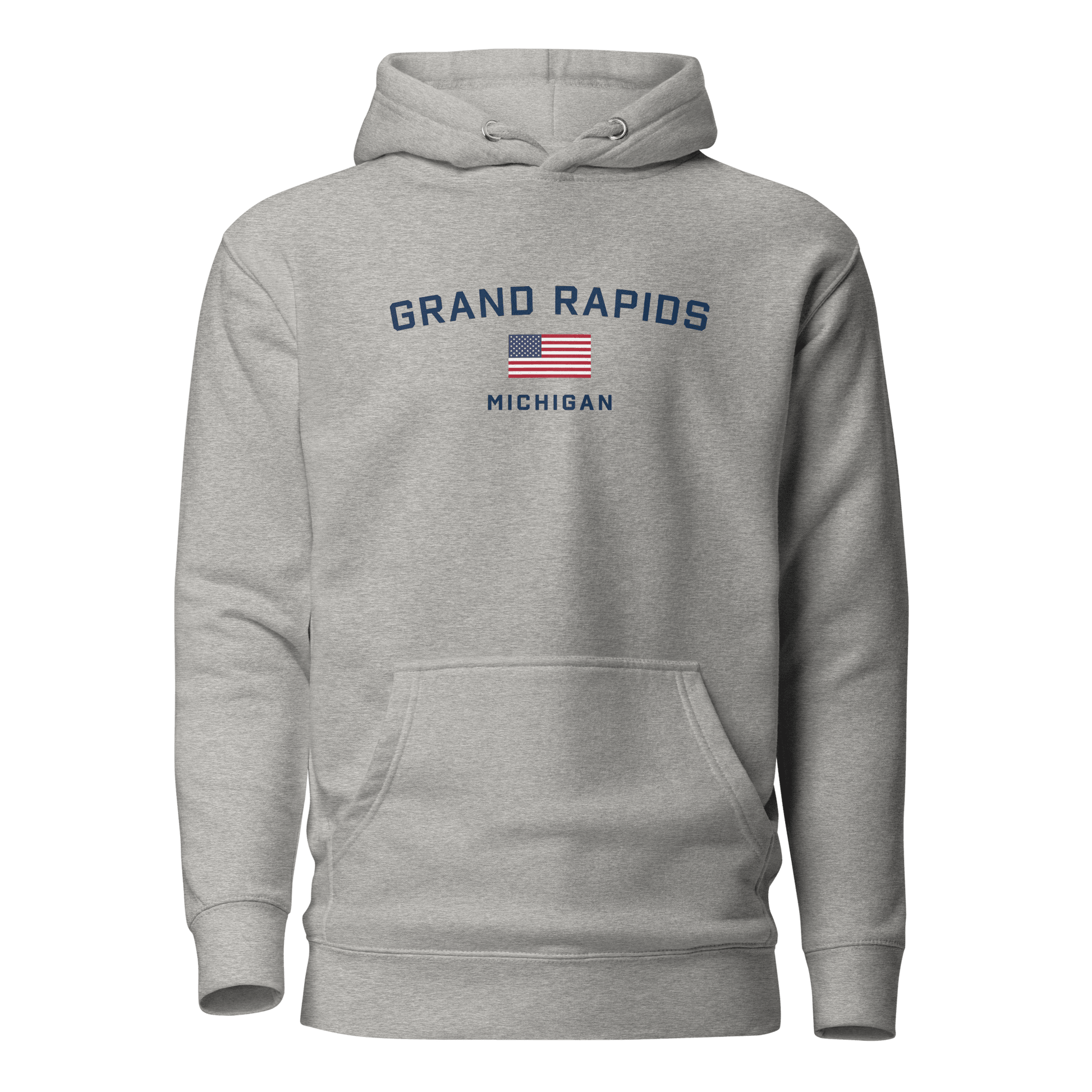 'Grand Rapids Michigan' Hoodie (w/ USA Flag) | Unisex Premium - Circumspice Michigan