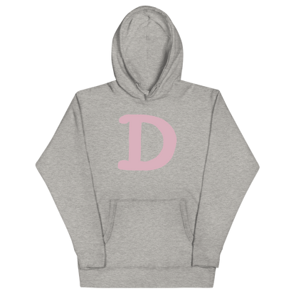 Detroit 'Old French D' Hoodie (Pink Full Body Outline) | Unisex Premium - Circumspice Michigan