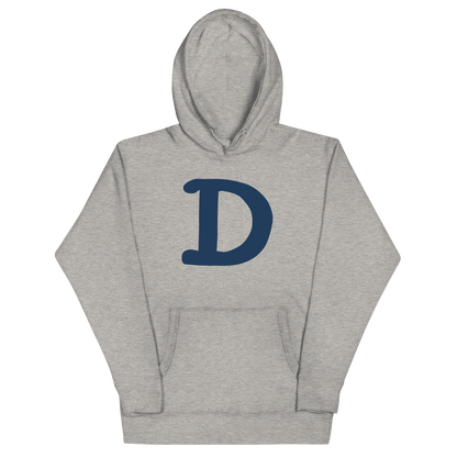 Detroit 'Old French D' Hoodie (White/Navy Full Body Outline) | Unisex Premium - Circumspice Michigan