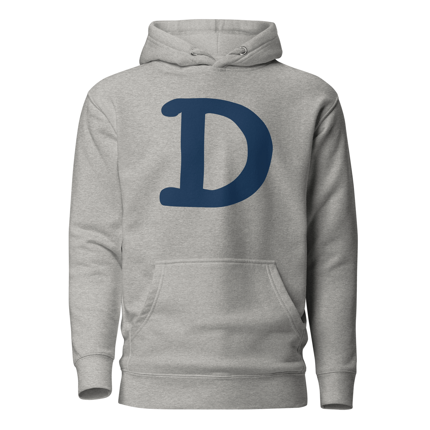 Detroit 'Old French D' Hoodie (White/Navy Full Body Outline) | Unisex Premium - Circumspice Michigan