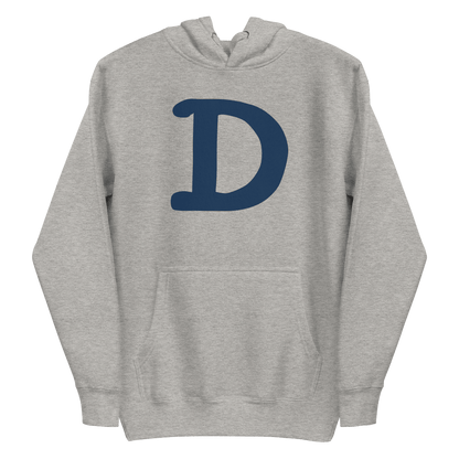 Detroit 'Old French D' Hoodie (White/Navy Full Body Outline) | Unisex Premium - Circumspice Michigan