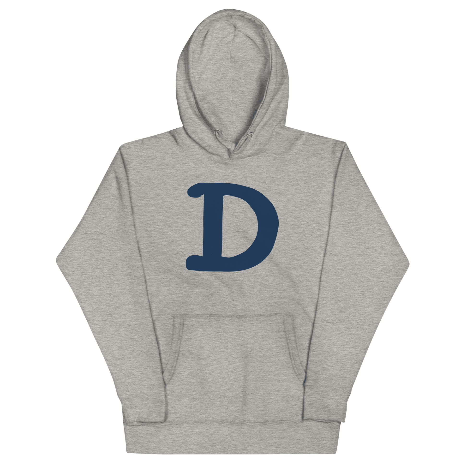 Detroit 'Old French D' Hoodie (White/Navy Full Body Outline) | Unisex Premium - Circumspice Michigan