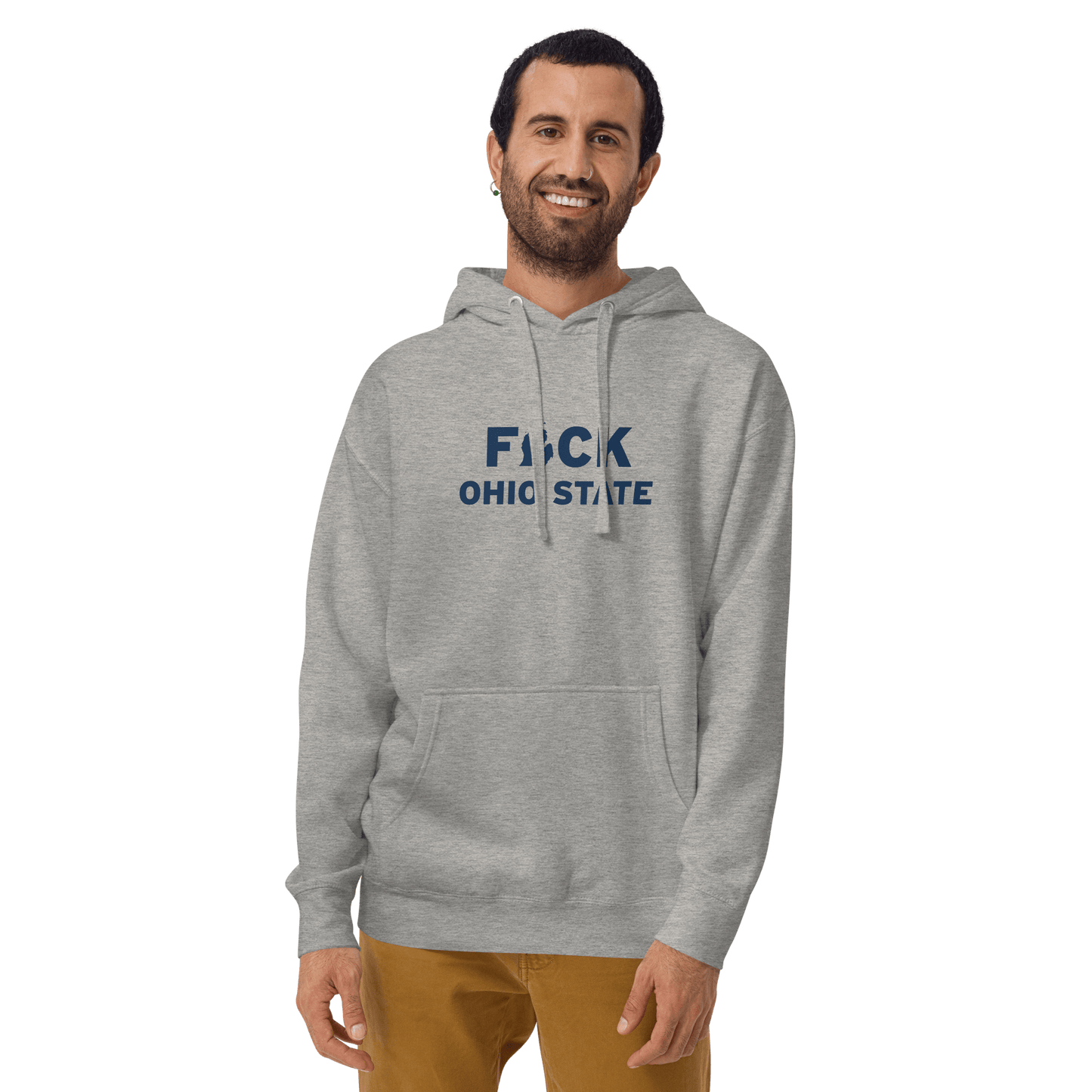 'F*ck Ohio State' Hoodie (White/Navy Type w/ Lower Peninsula Outline ) | Unisex Premium - Circumspice Michigan