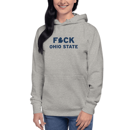 'F*ck Ohio State' Hoodie (White/Navy Type w/ Lower Peninsula Outline ) | Unisex Premium - Circumspice Michigan