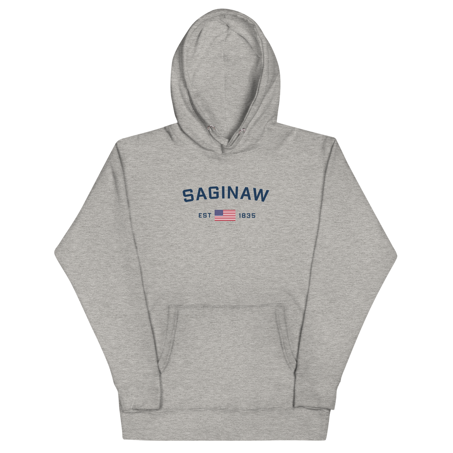 'Saginaw EST 1835' Unisex Premium Hoodie (w/ USA Flag Outline)