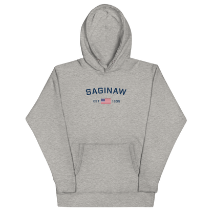 'Saginaw EST 1835' Unisex Premium Hoodie (w/ USA Flag Outline)