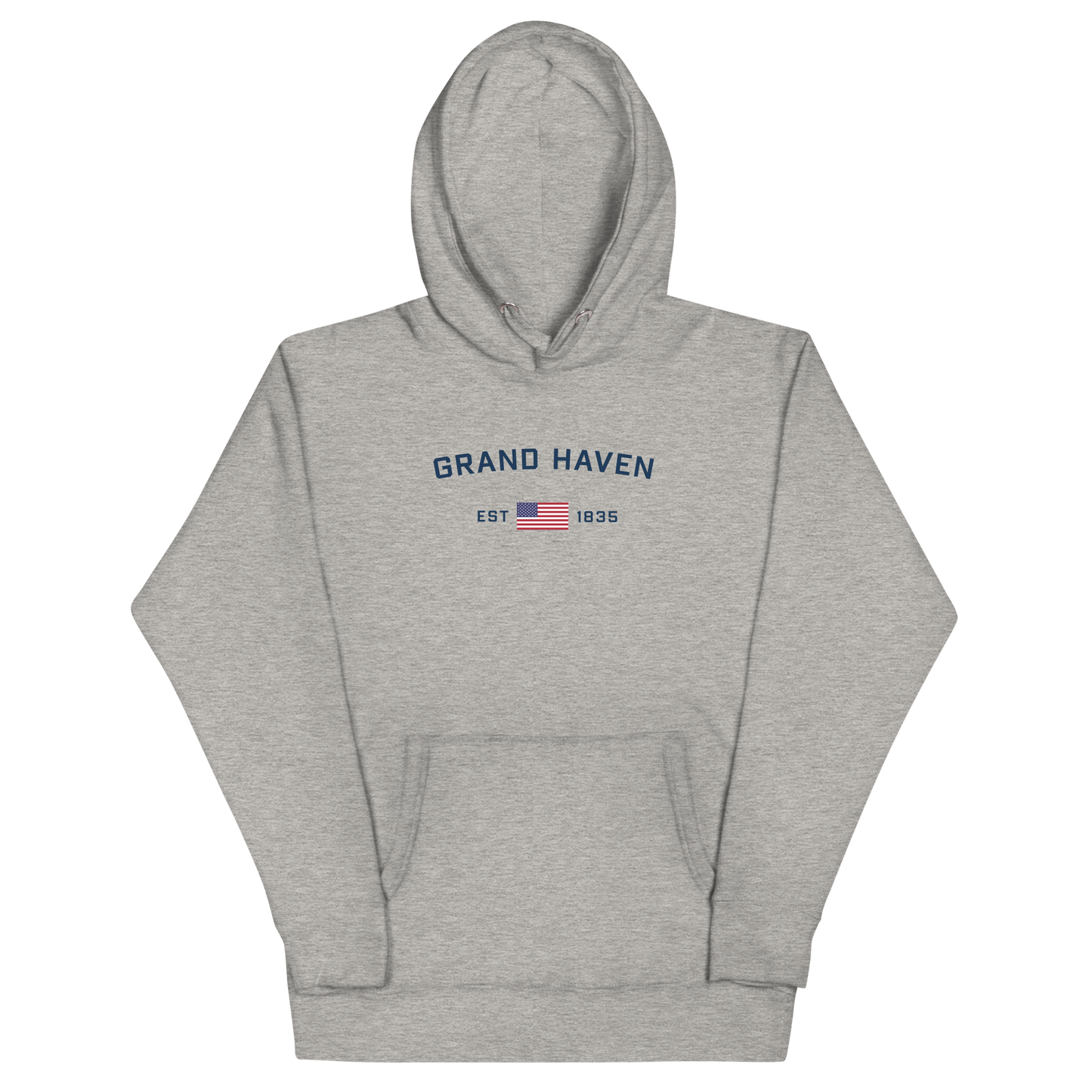 'Grand Haven EST 1835' Unisex Premium Hoodie (w/ USA Flag Outline)