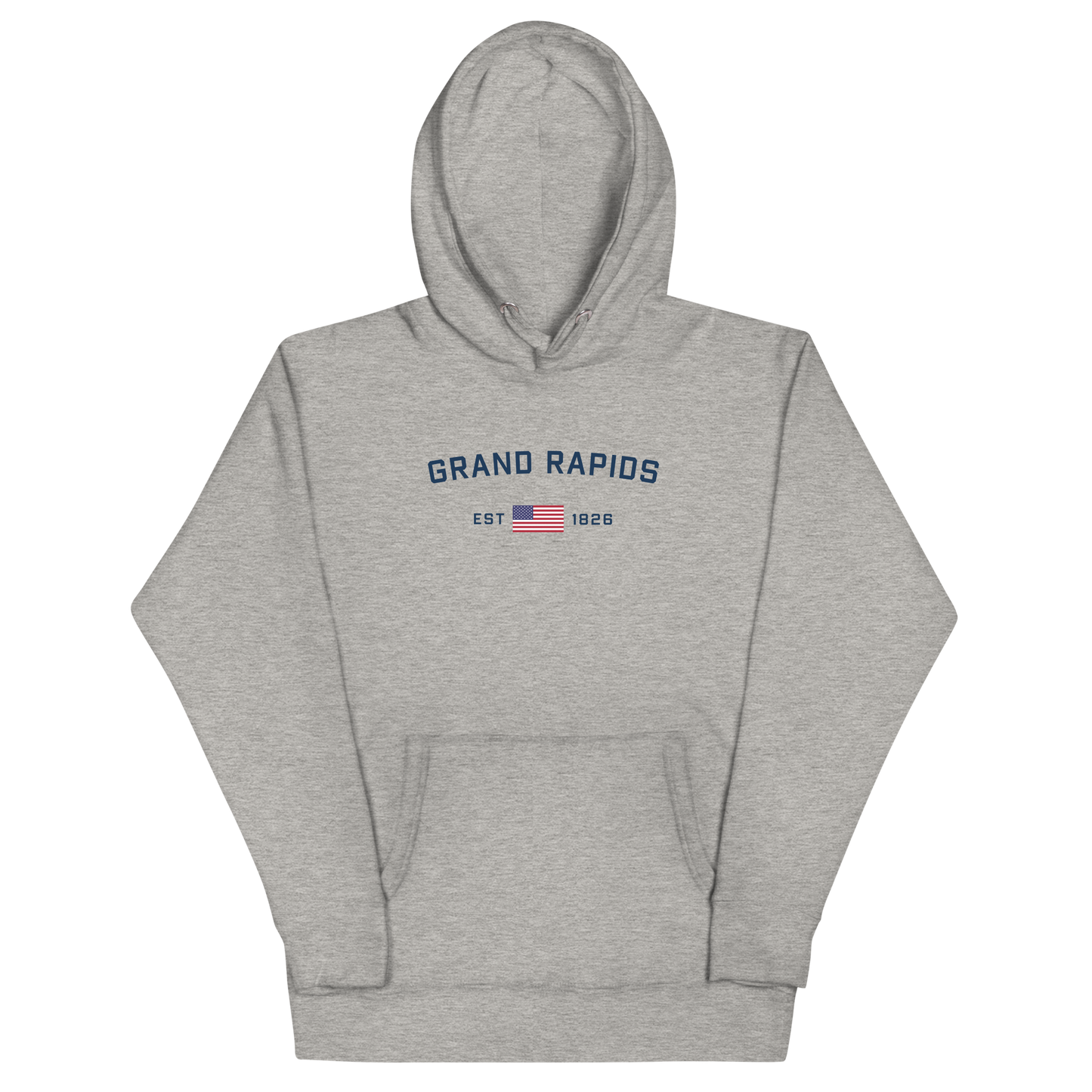 'Grand Rapids EST 1826' Unisex Premium Hoodie (w/ USA Flag Outline)