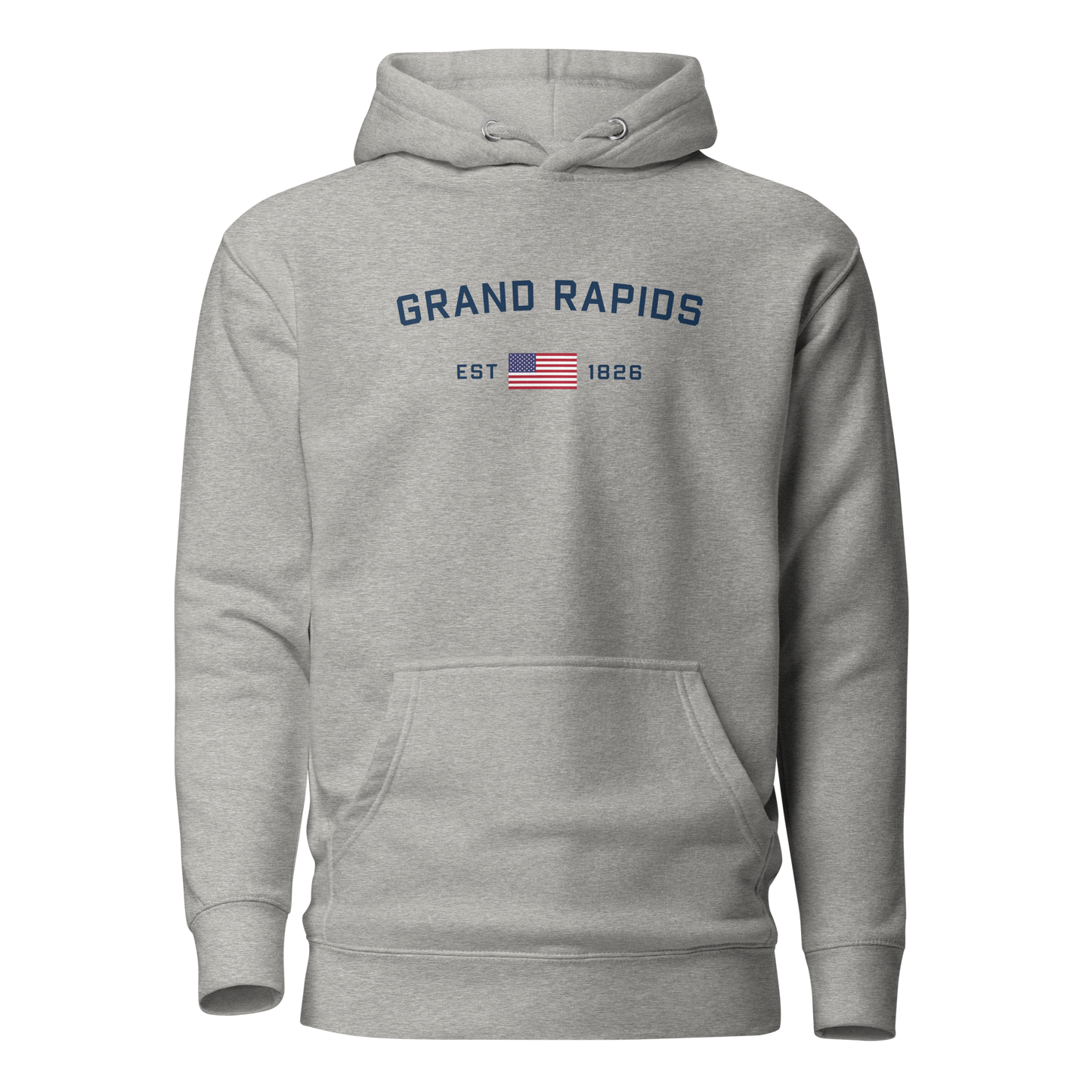 'Grand Rapids EST 1826' Unisex Premium Hoodie (w/ USA Flag Outline)