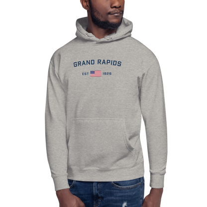 'Grand Rapids EST 1826' Unisex Premium Hoodie (w/ USA Flag Outline)