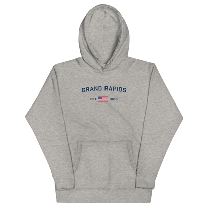 'Grand Rapids EST 1826' Unisex Premium Hoodie (w/ USA Flag Outline)