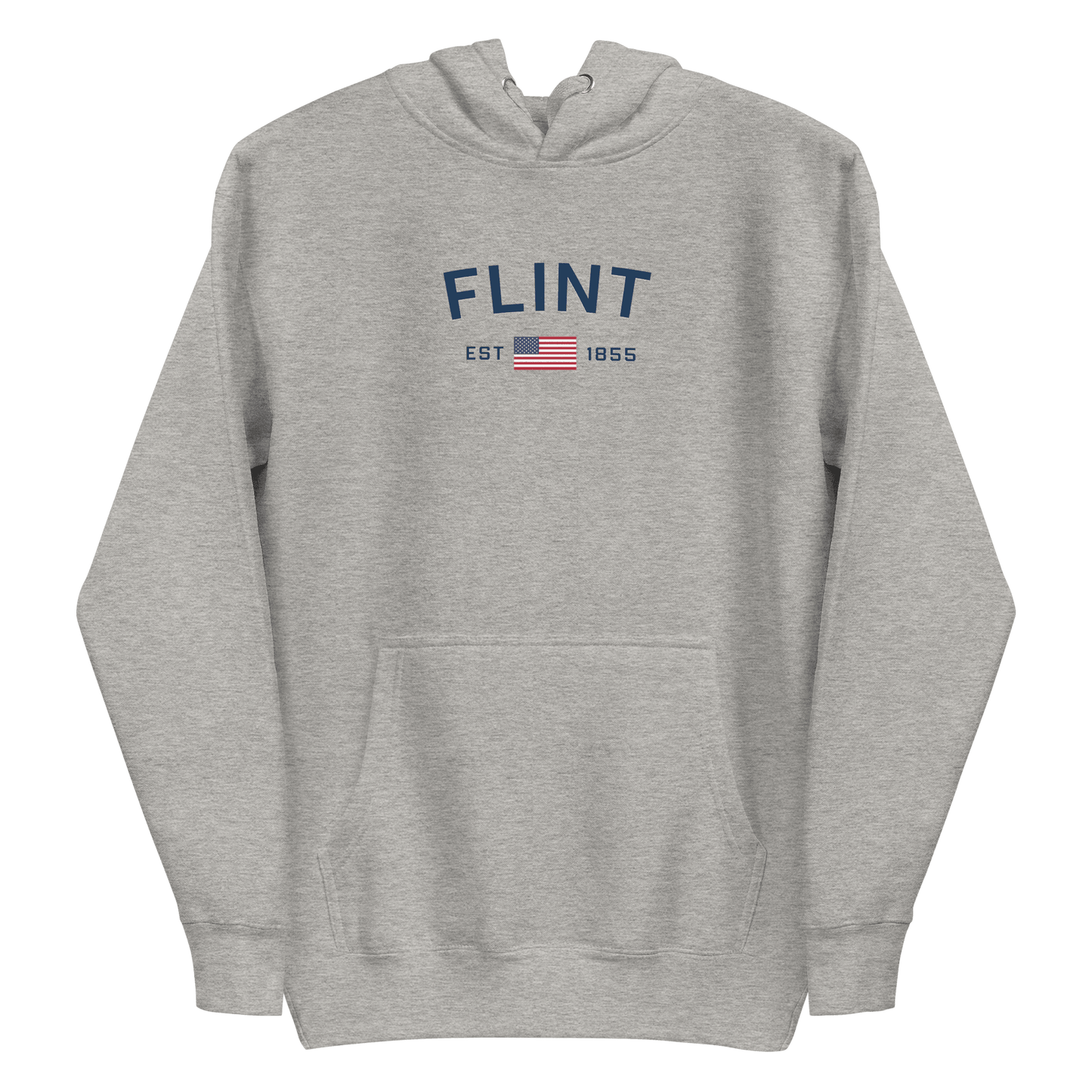 'Flint EST 1855' Hoodie (w/ USA Flag Outline) | Unisex Premium - Circumspice Michigan