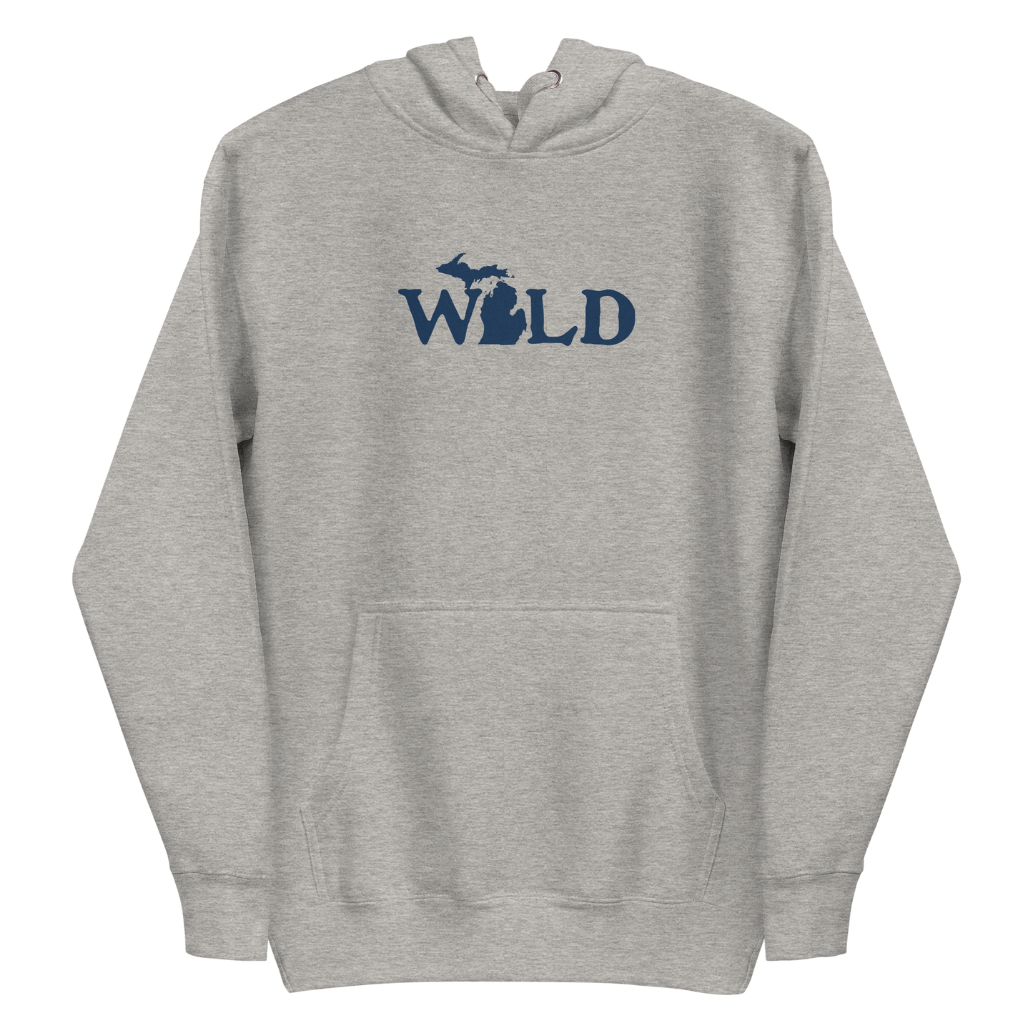 Michigan 'Wild' Unisex Premium Hoodie (Woodcut Font w/ MI Outline)