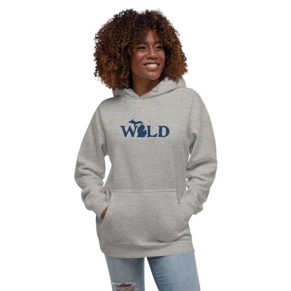 Michigan 'Wild' Unisex Premium Hoodie (Woodcut Font w/ MI Outline)