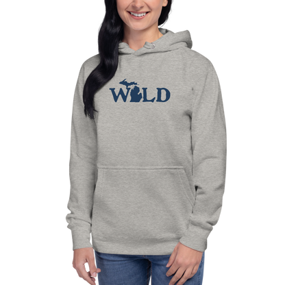 Michigan 'Wild' Unisex Premium Hoodie (Woodcut Font w/ MI Outline)