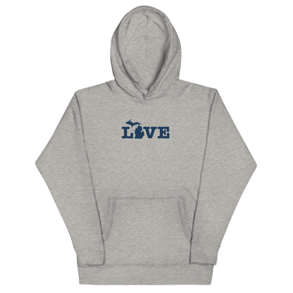 Michigan 'Love' Unisex Premium Hoodie (Typewriter Font w/MI Outline)