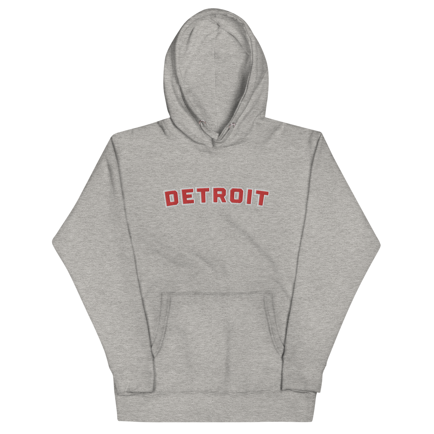 'Detroit' Unisex Premium Hoodie (Athletic Font) | Red Embroidery