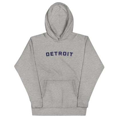 'Detroit' Unisex Premium Hoodie (Athletic Font) | Navy Embroidery