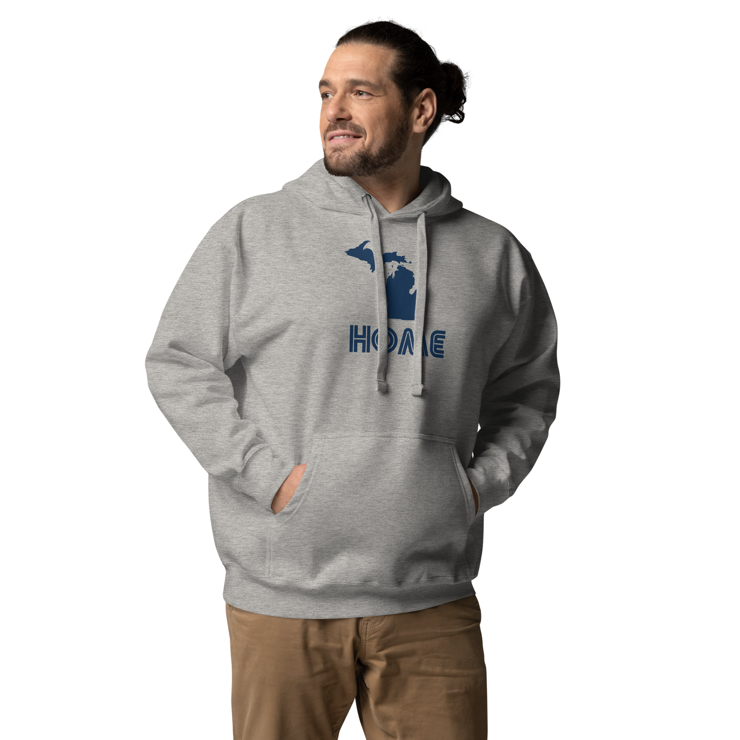 Michigan 'Home' Unisex Premium Hoodie (1970s Audiophile Font w/MI Outline)