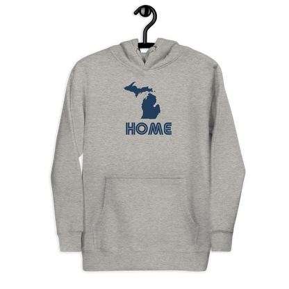 Michigan 'Home' Unisex Premium Hoodie (1970s Audiophile Font w/MI Outline)