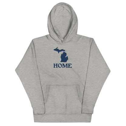 Michigan 'Home' Unisex Premium Hoodie (Woodcut Font w/ MI Outline)