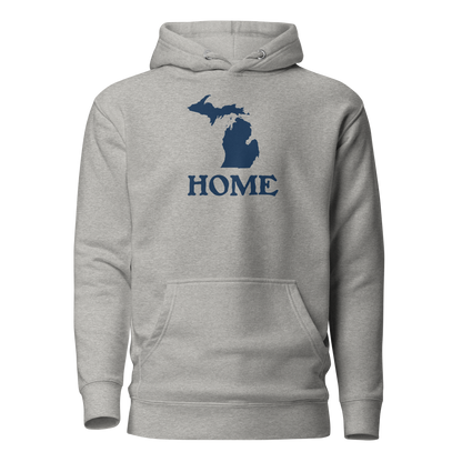 Michigan 'Home' Unisex Premium Hoodie (Woodcut Font w/ MI Outline)