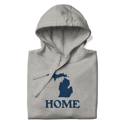 Michigan 'Home' Unisex Premium Hoodie (Woodcut Font w/ MI Outline)