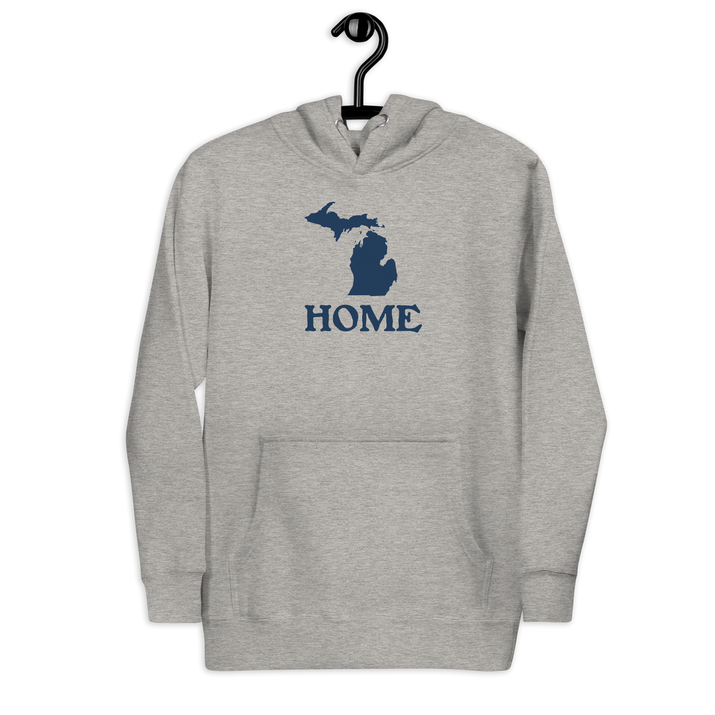 Michigan 'Home' Unisex Premium Hoodie (Woodcut Font w/ MI Outline)