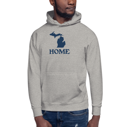 Michigan 'Home' Unisex Premium Hoodie (Woodcut Font w/ MI Outline)