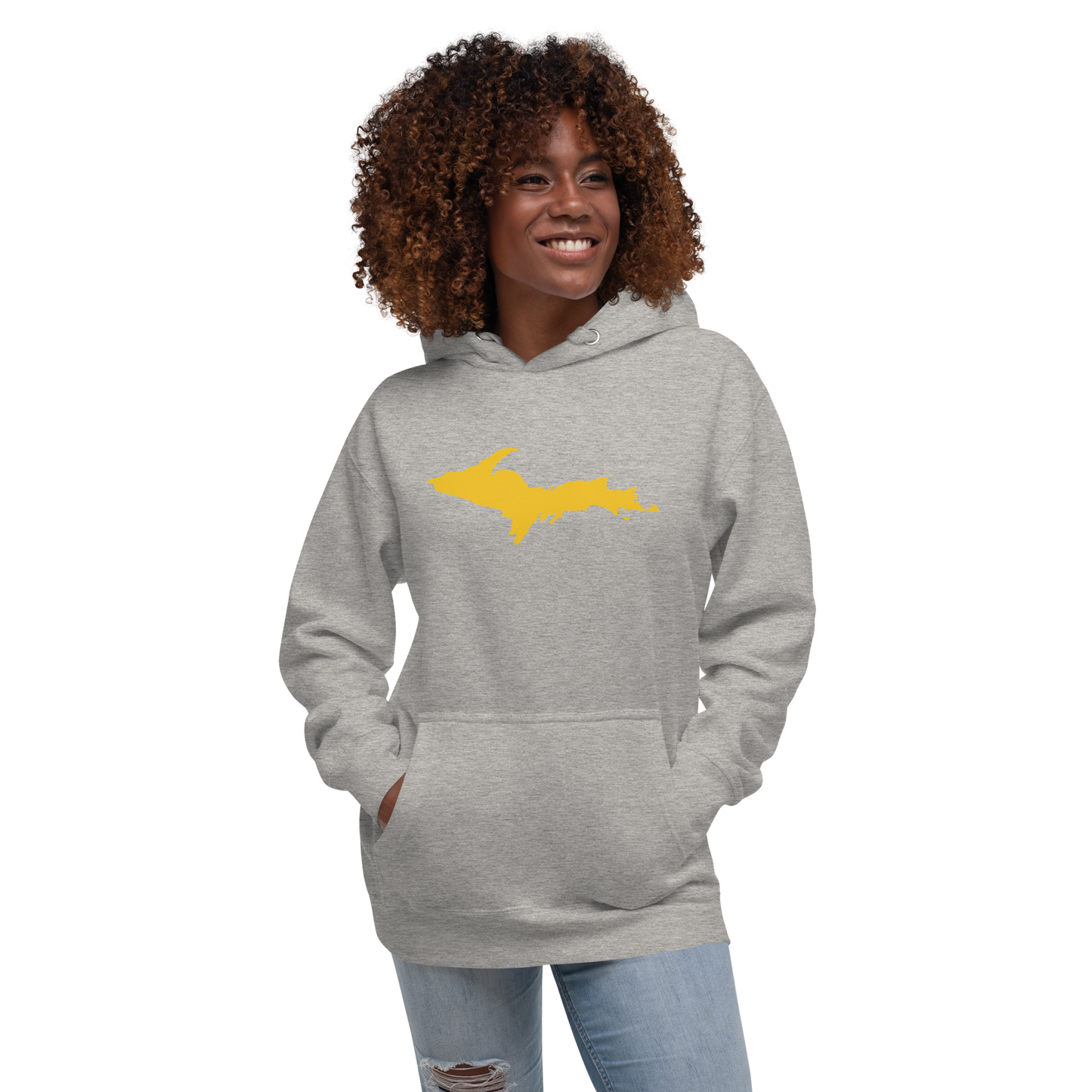 Upper Peninsula Hoodie (w/ Gold UP Outline) | Unisex Premium