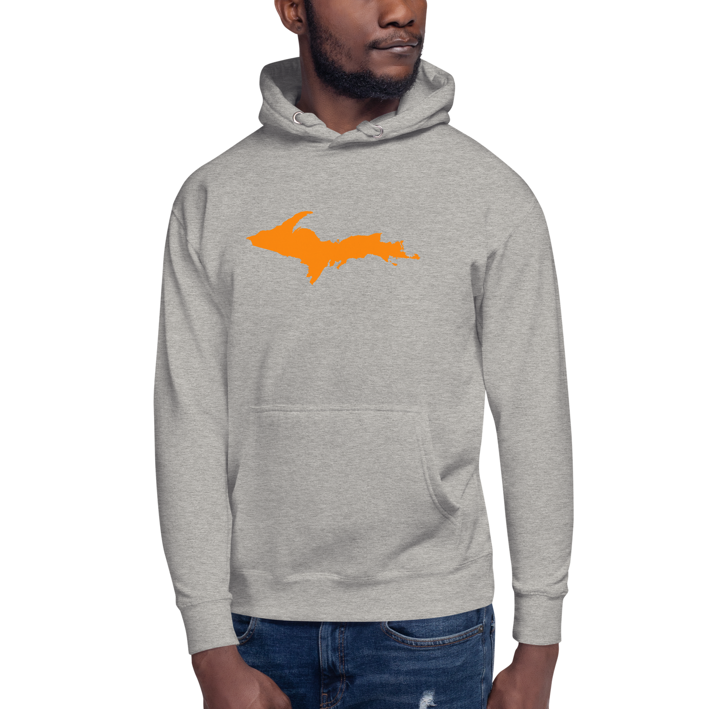 Michigan Upper Peninsula Hoodie (w/ Orange UP Outline) | Unisex Premium