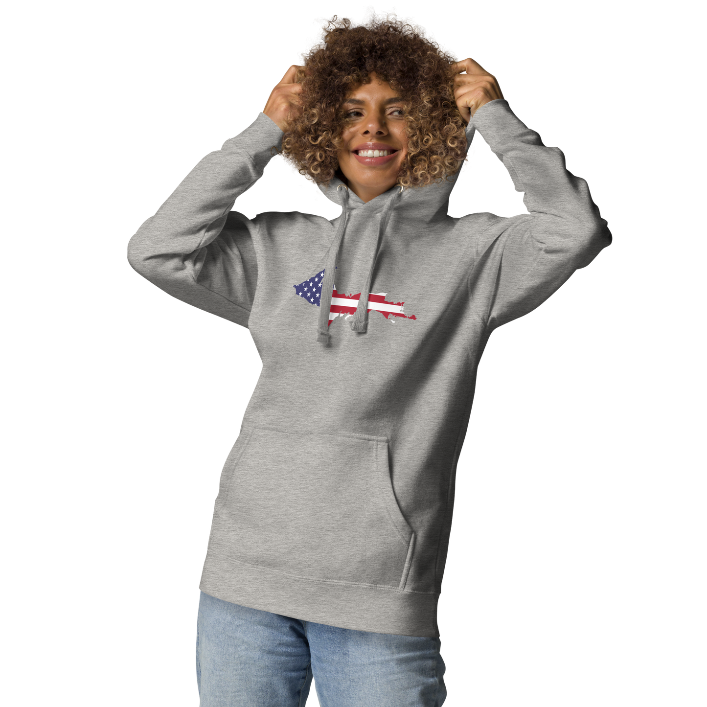 Michigan Upper Peninsula Hoodie (w/ UP USA Flag Outline) | Unisex Premium