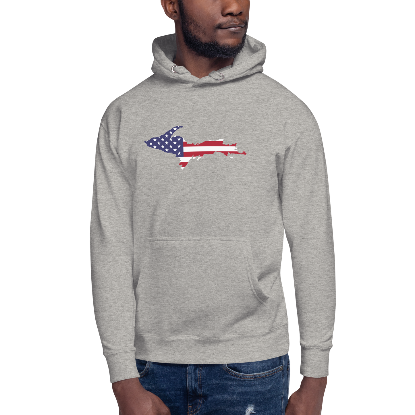 Michigan Upper Peninsula Hoodie (w/ UP USA Flag Outline) | Unisex Premium