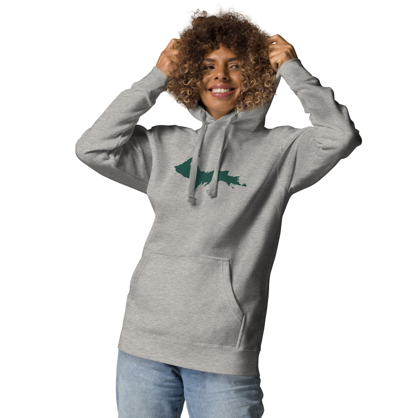 Michigan Upper Peninsula Hoodie (w/ Green UP Outline) | Unisex Premium