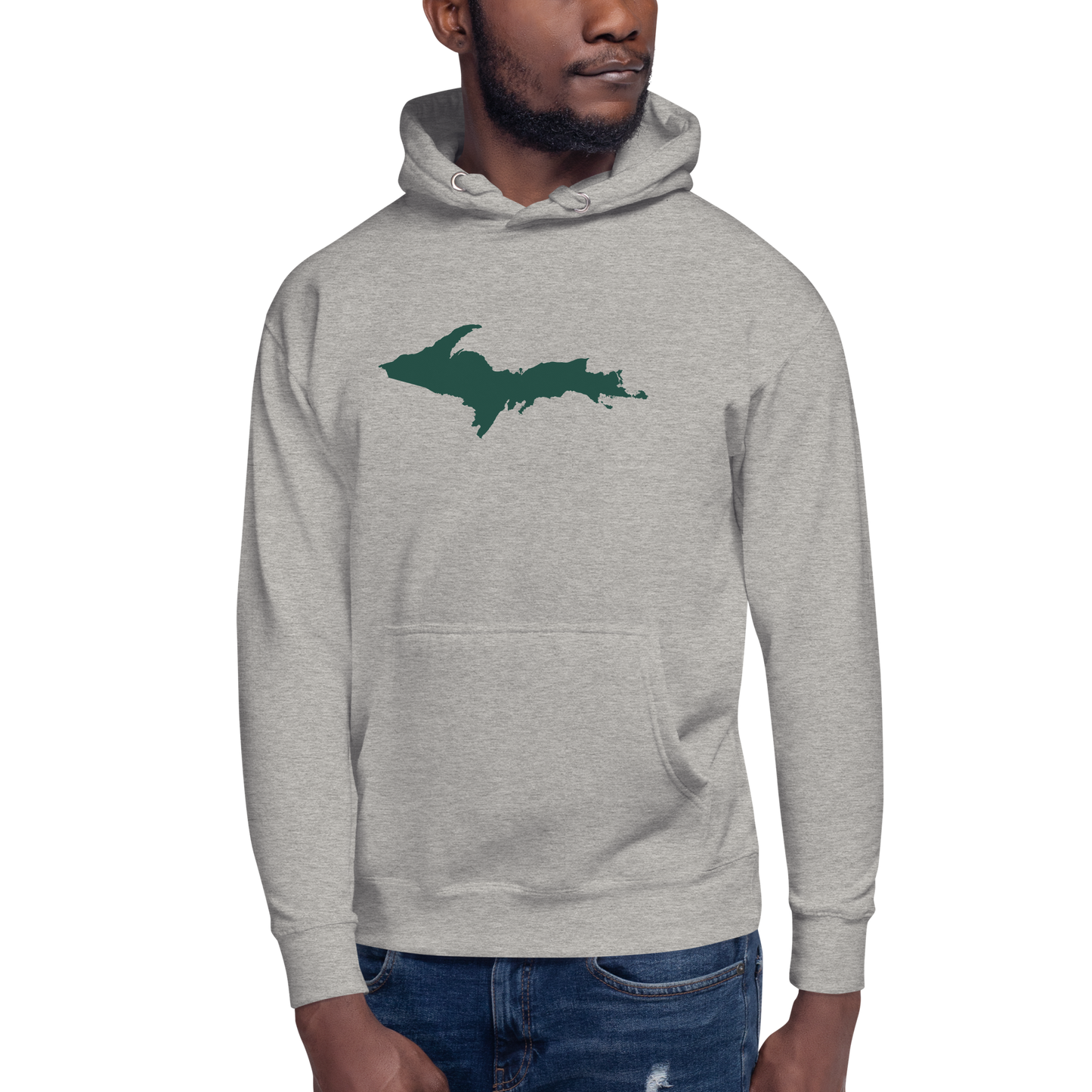 Michigan Upper Peninsula Hoodie (w/ Green UP Outline) | Unisex Premium