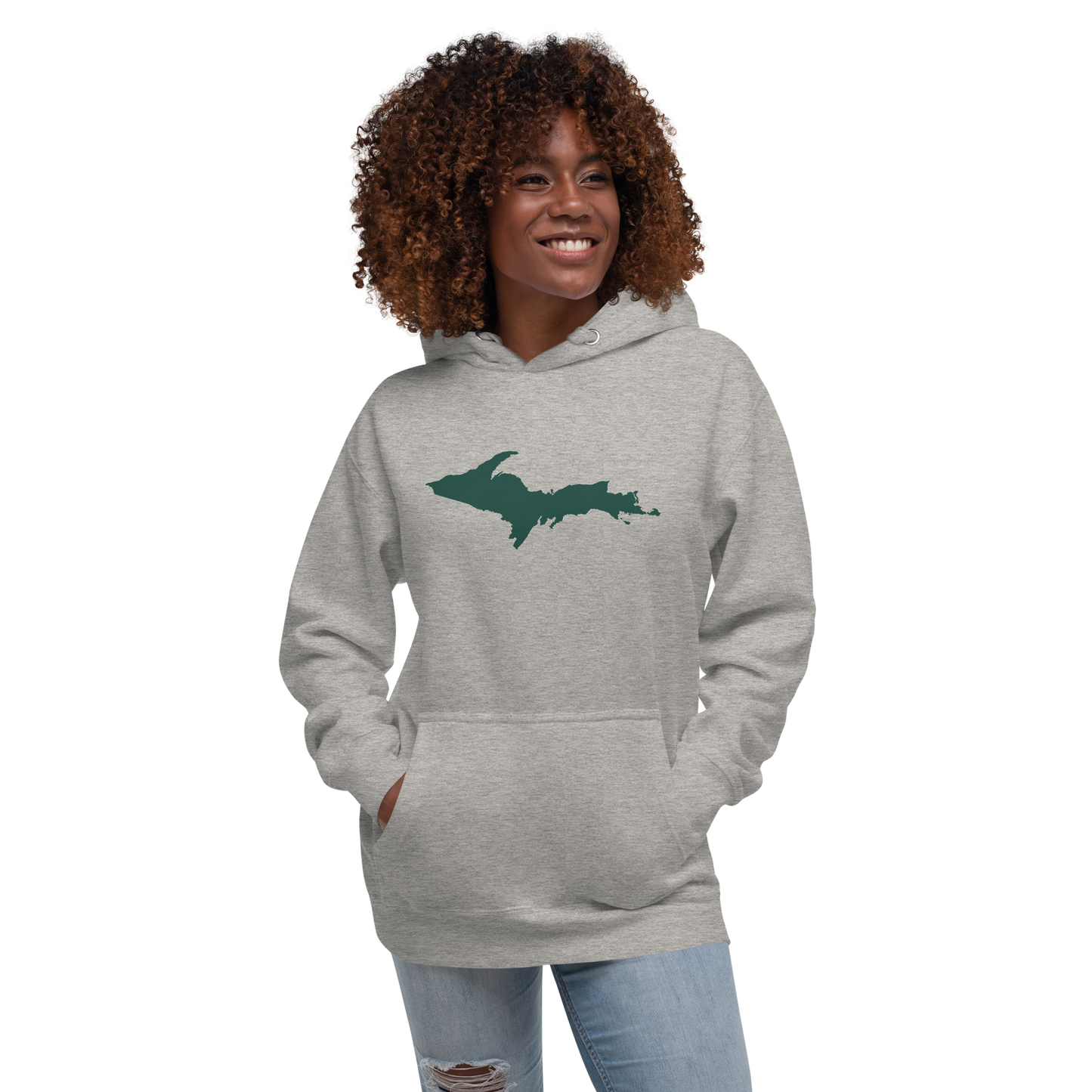 Michigan Upper Peninsula Hoodie (w/ Green UP Outline) | Unisex Premium