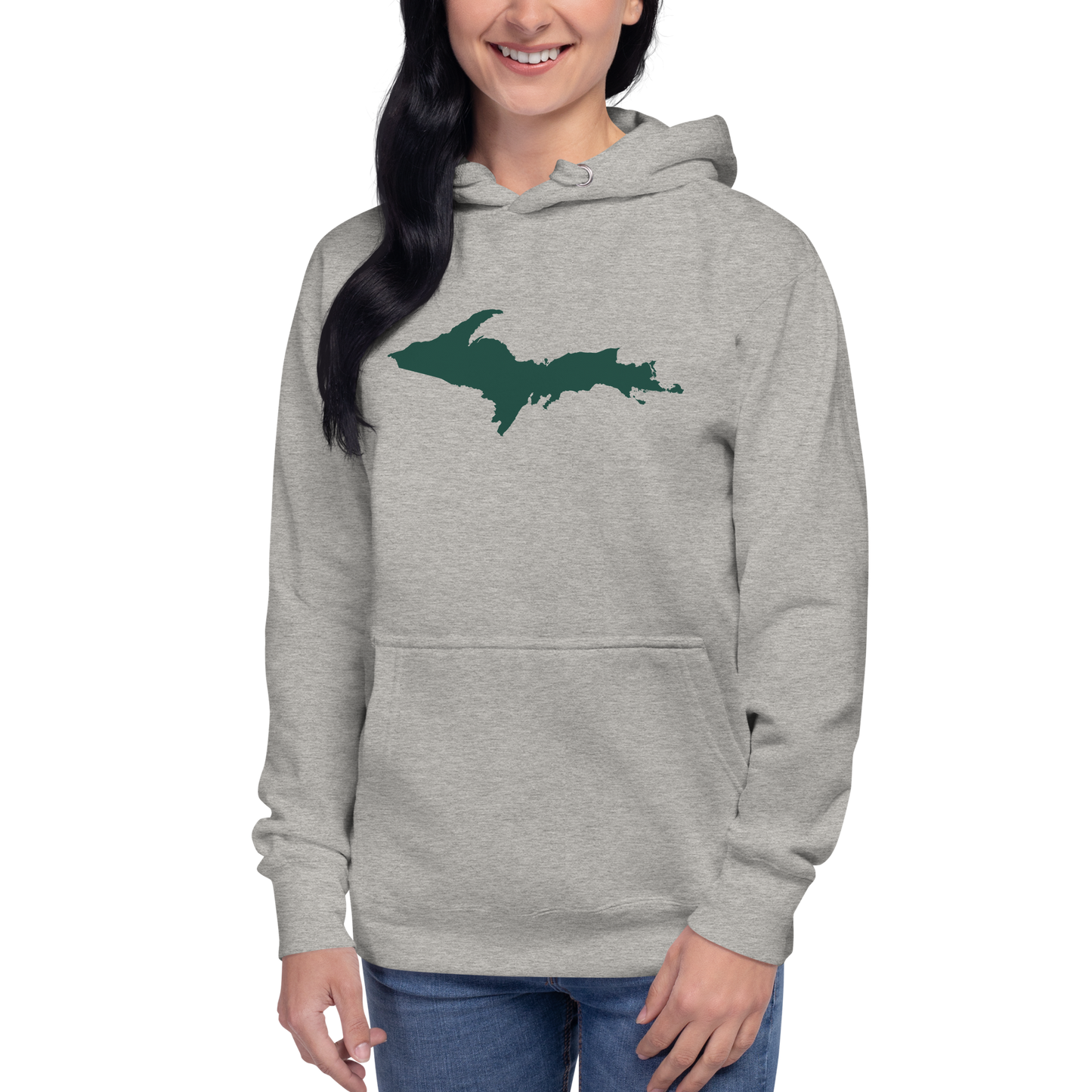 Michigan Upper Peninsula Hoodie (w/ Green UP Outline) | Unisex Premium