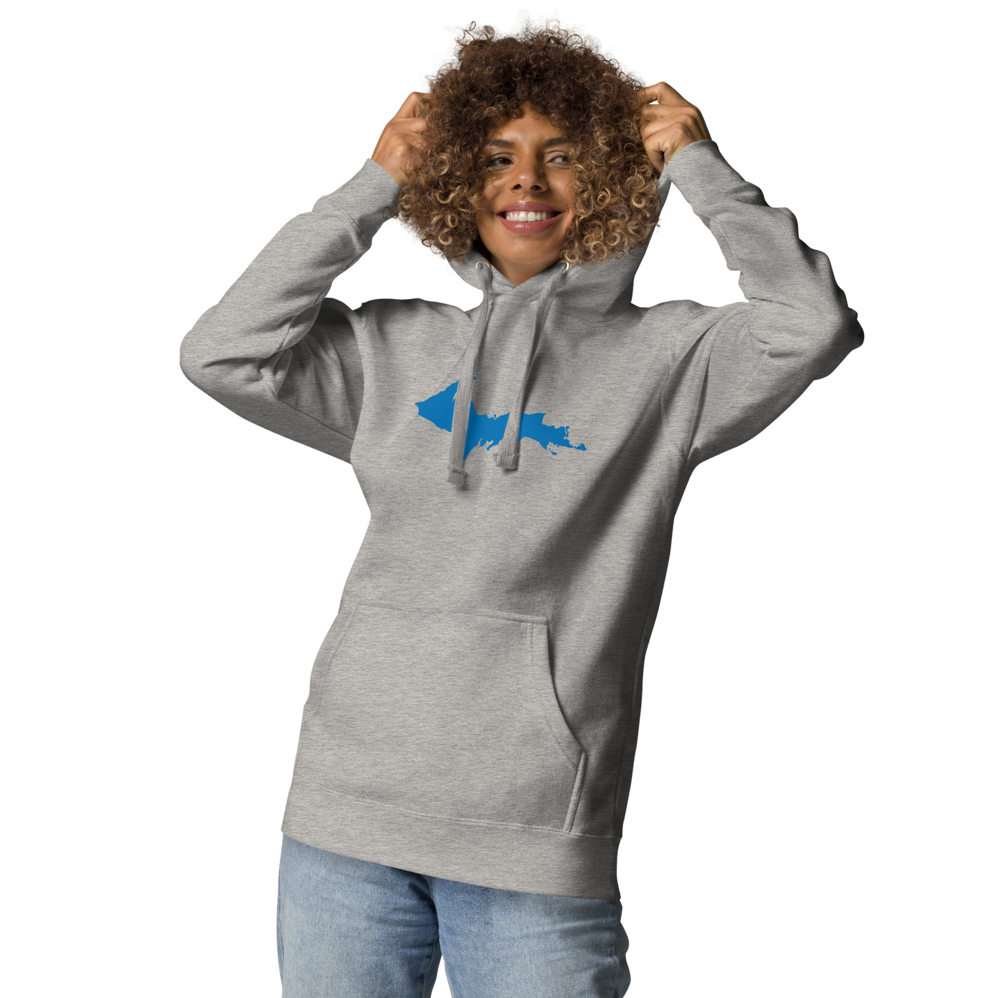 Michigan Upper Peninsula Hoodie (w/ Azure UP Outline) | Unisex Premium