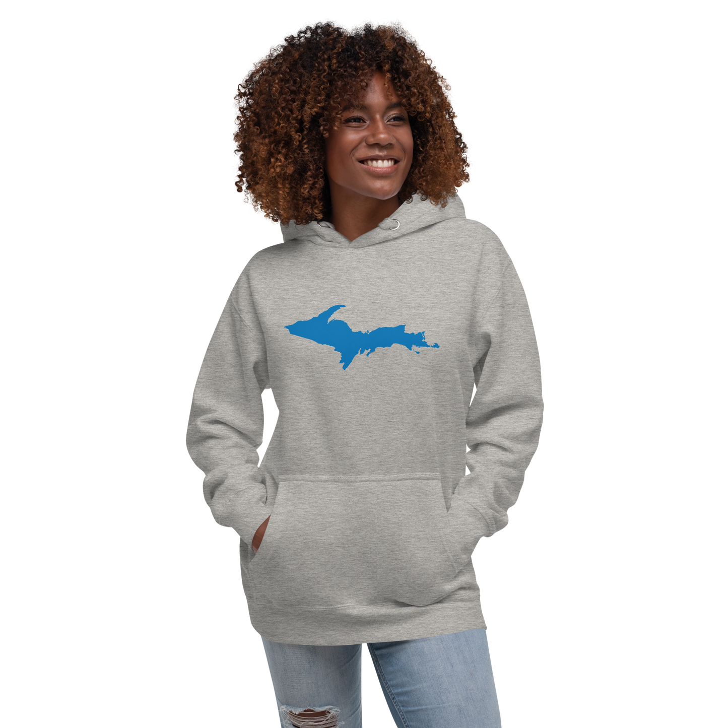 Michigan Upper Peninsula Hoodie (w/ Azure UP Outline) | Unisex Premium