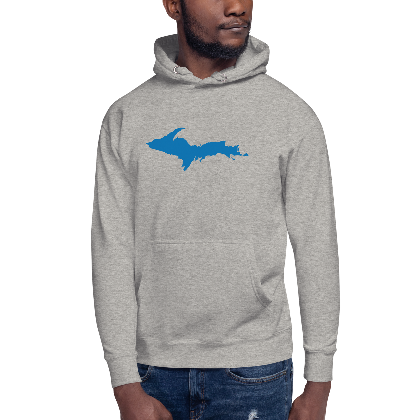 Michigan Upper Peninsula Hoodie (w/ Azure UP Outline) | Unisex Premium