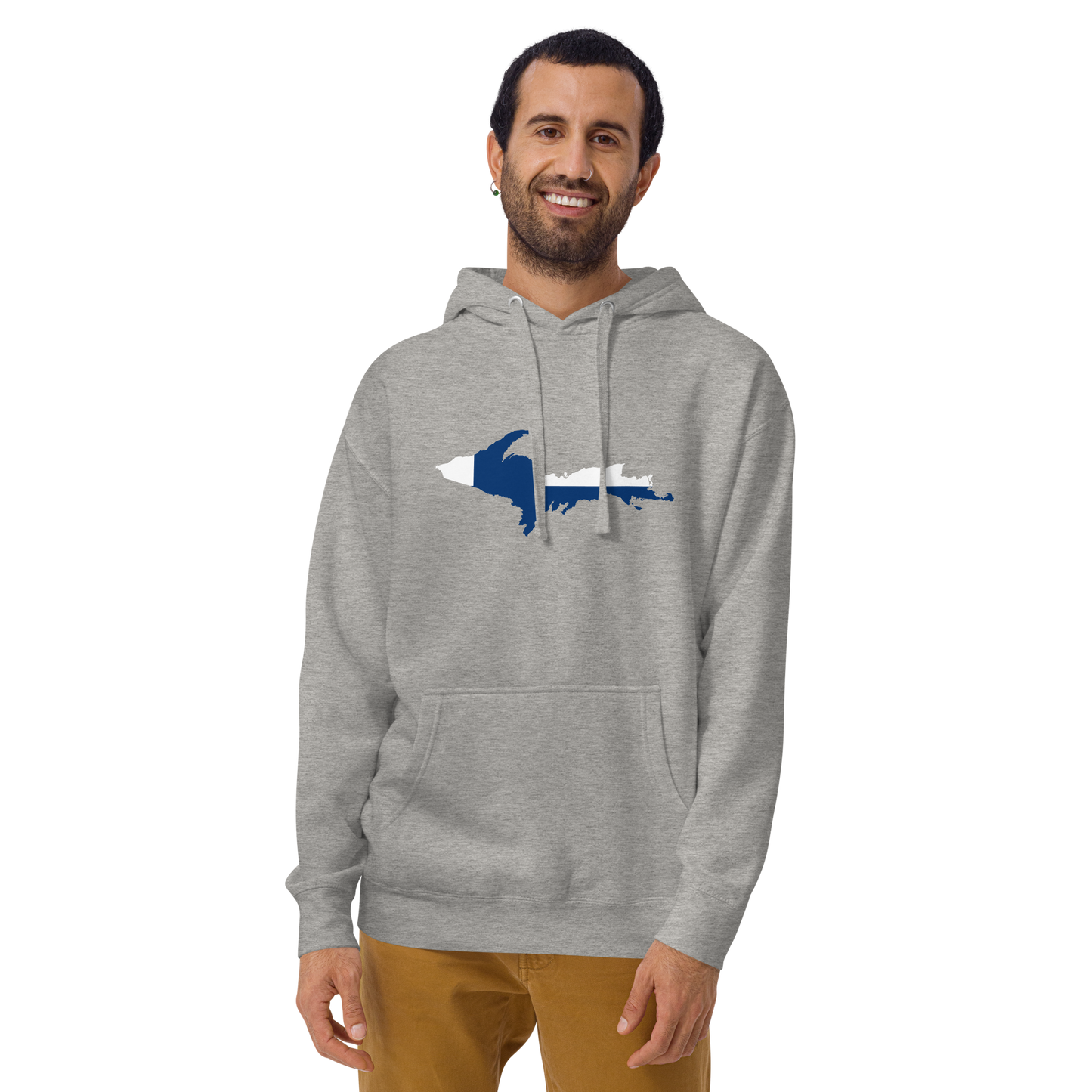 Michigan Upper Peninsula Hoodie (w/ UP Finland Flag Outline) | Unisex Premium