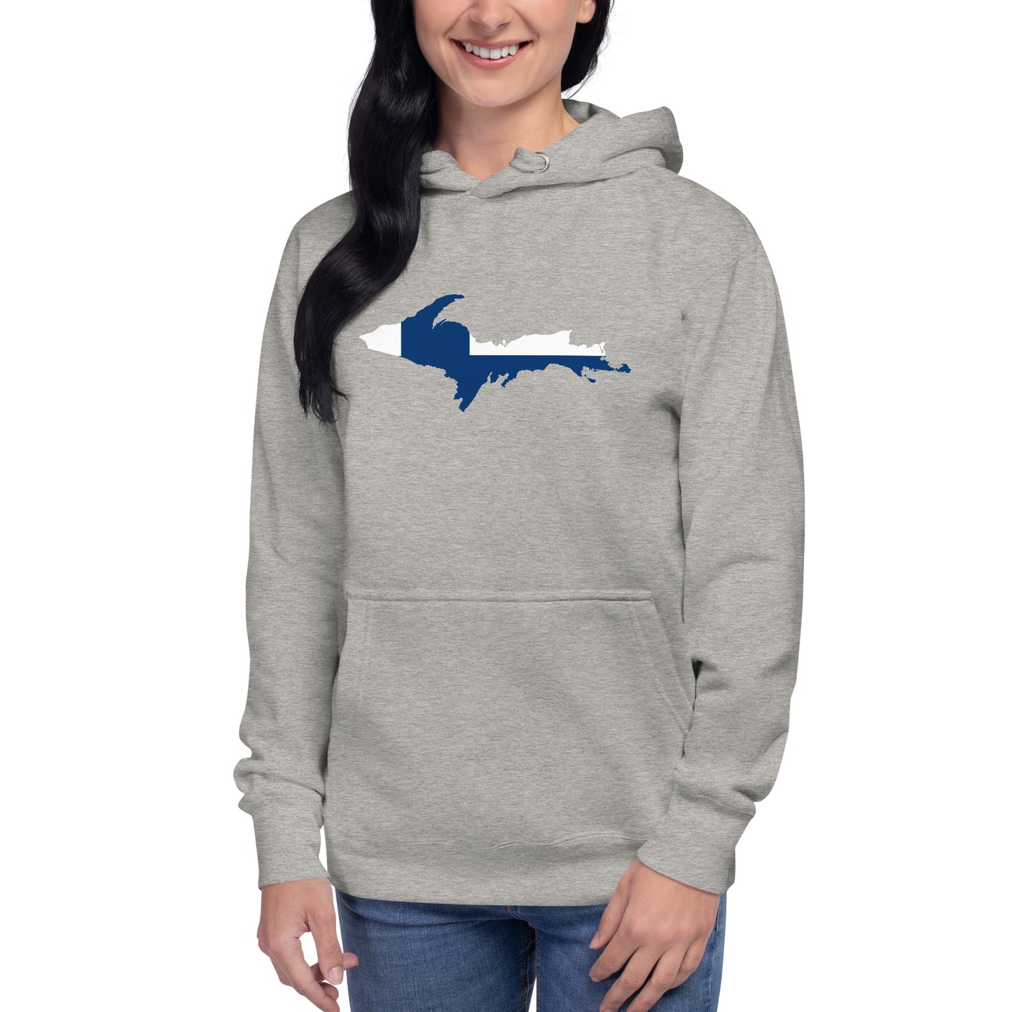 Michigan Upper Peninsula Hoodie (w/ UP Finland Flag Outline) | Unisex Premium