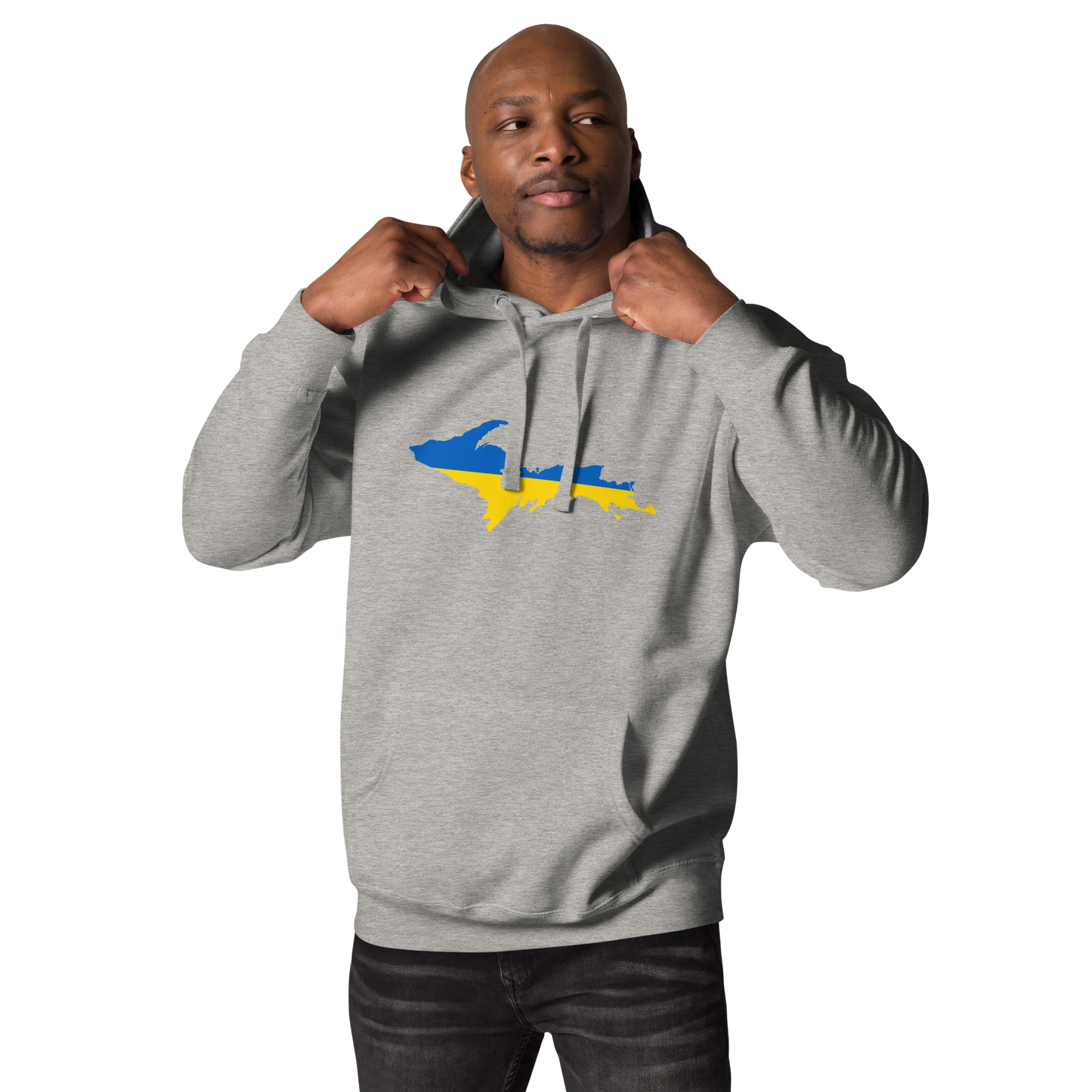 Michigan Upper Peninsula Hoodie (w/ UP Ukraine Flag Outline) | Unisex Premium