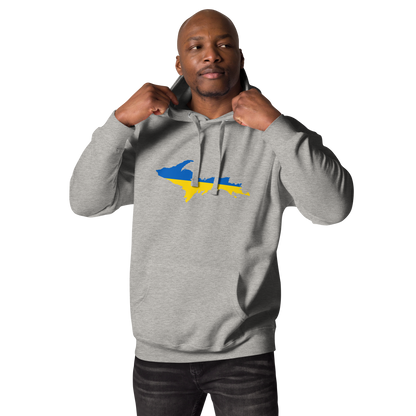 Michigan Upper Peninsula Hoodie (w/ UP Ukraine Flag Outline) | Unisex Premium