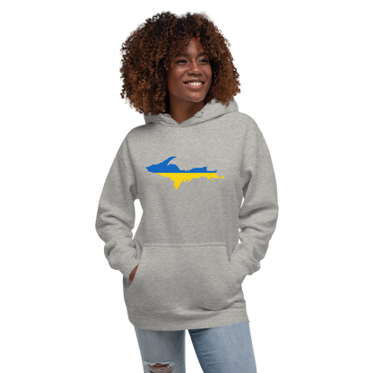 Michigan Upper Peninsula Hoodie (w/ UP Ukraine Flag Outline) | Unisex Premium