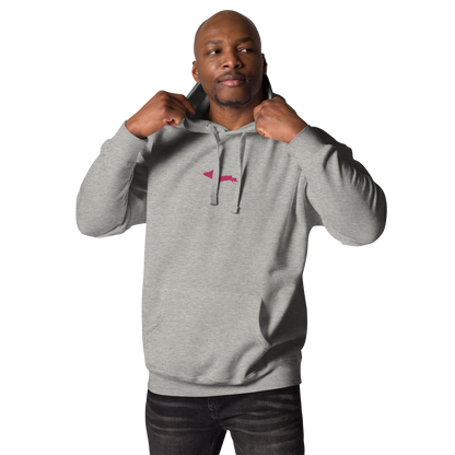 Michigan Upper Peninsula Hoodie (w/ Embroidered Pink UP Outline) | Unisex Premium