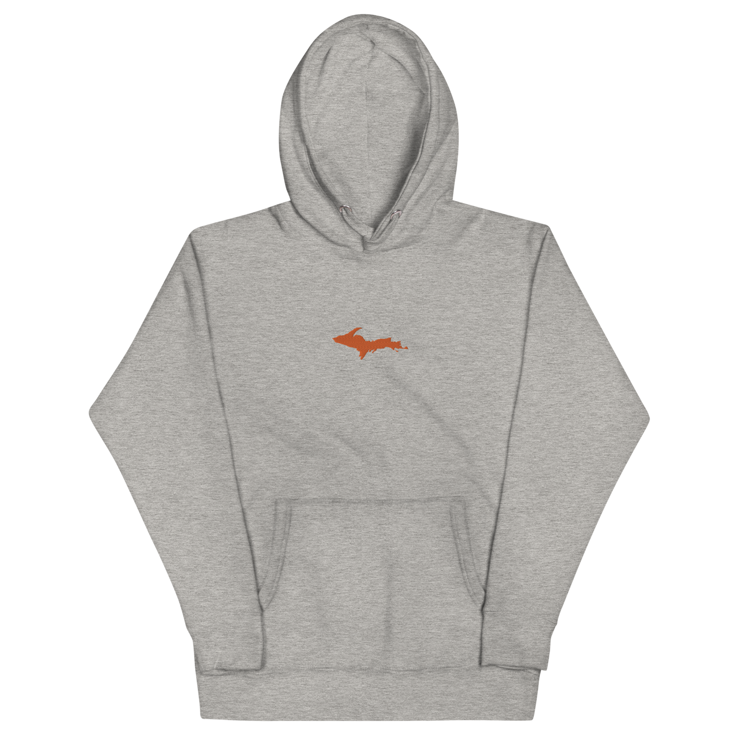 Michigan Upper Peninsula Hoodie (w/ Embroidered Orange UP Outline) | Unisex Premium